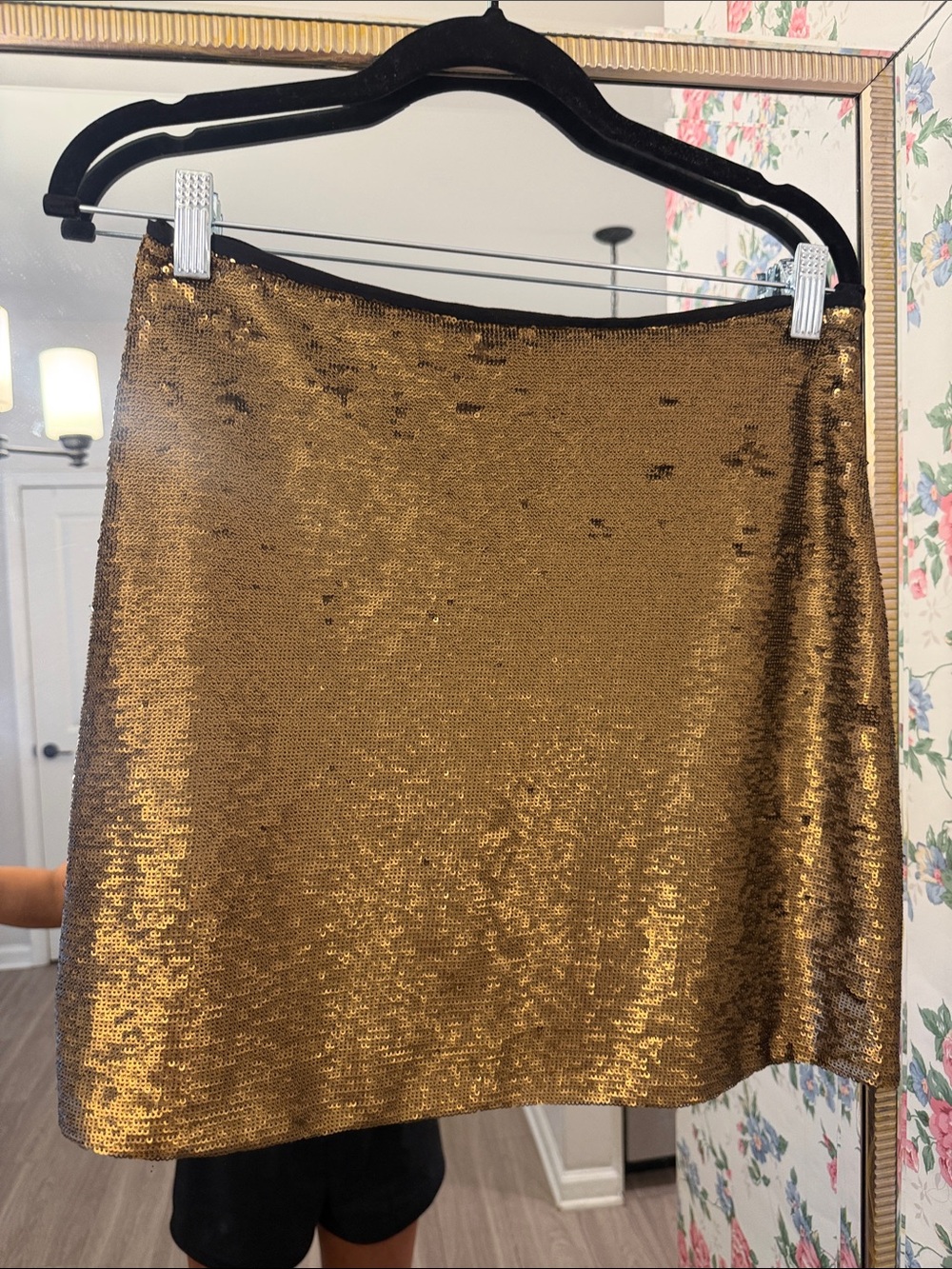 Massimo Dutti Gold Sequin Mini Skirt